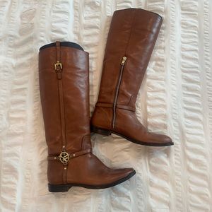 Coach Brown Leather Tall Riding Boots | gold hardware | knee high boots